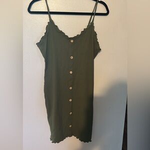 No Boundaries Button-Front Green Midi Dress